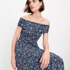 NWT LOFT Vine Off the Shoulder Flare Dress